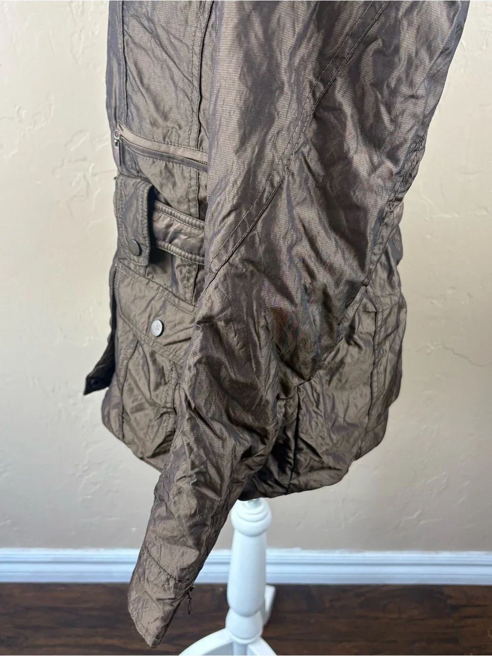 a.n.a. Brown Winter Coat Belted Sweater Collar Women’s Size Medium